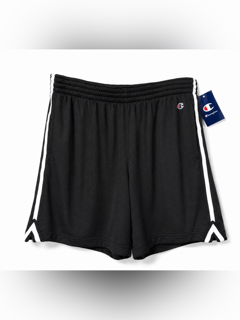 Champion Black Athletic Mesh Shorts with White Stripe 7 in Attack Shorts